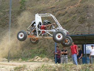 Baja SAE vehicle navigating a jump in Caracas, Venezuela (Wikipedia)